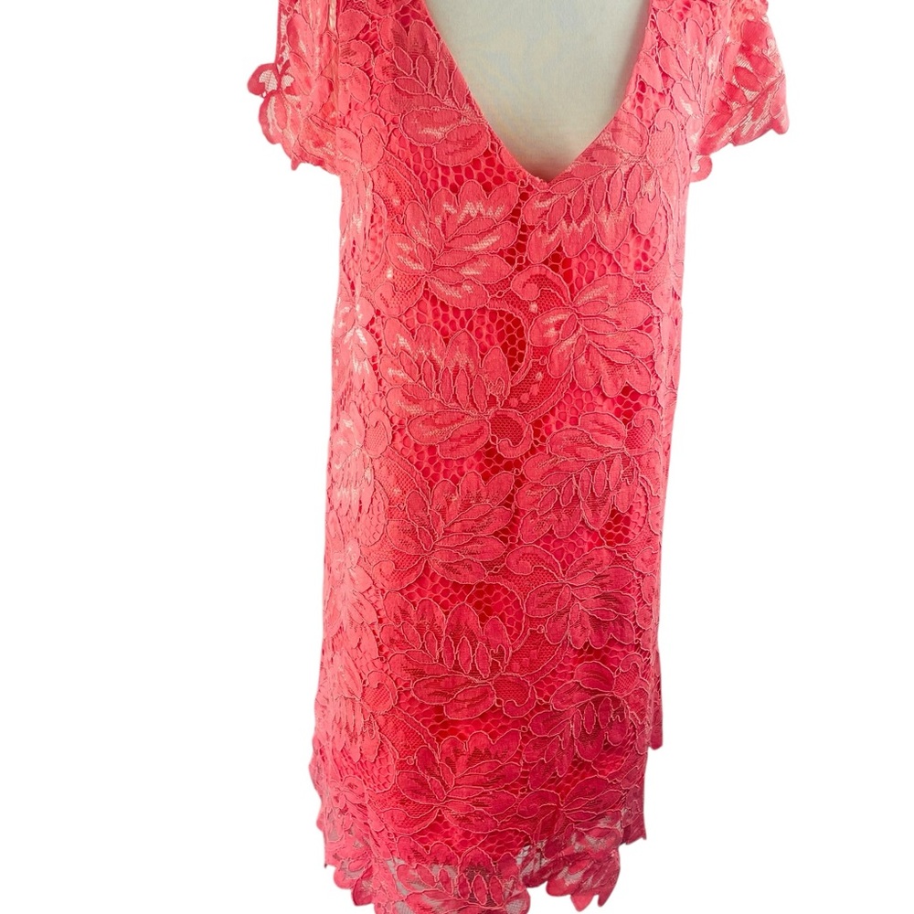 BB Dakota Vibrant Coral Lace Dress, Size Large - NWT